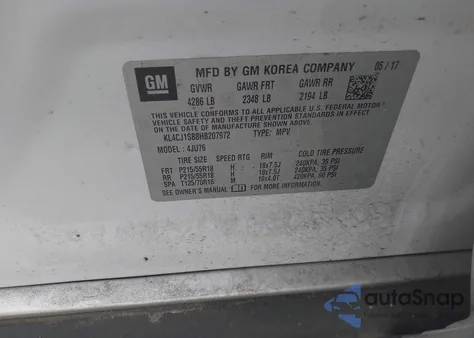 2017 Buick Encore z USA, uszkodzony, nr VIN KL4CJ1SB8HB207972